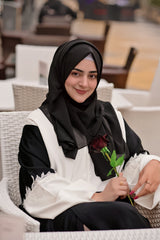 Black & White Embroidered Abaya | Article 001