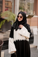 Black & White Embroidered Abaya | Article 001