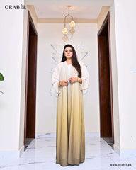 Cream & Gold Tie-Dye Abaya | Article 005