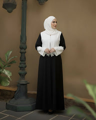 Black & White Embroidered Abaya