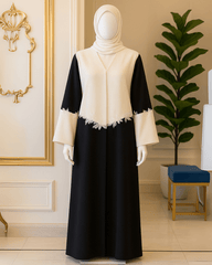 Black & White Embroidered Abaya