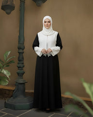 Black & White Embroidered Abaya