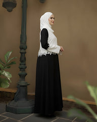 Black & White Embroidered Abaya