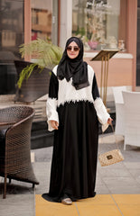 Black & White Embroidered Abaya | Article 001