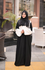 Black & White Embroidered Abaya | Article 001