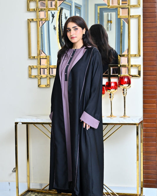 Classic Black Coated Abaya Set | Article 004