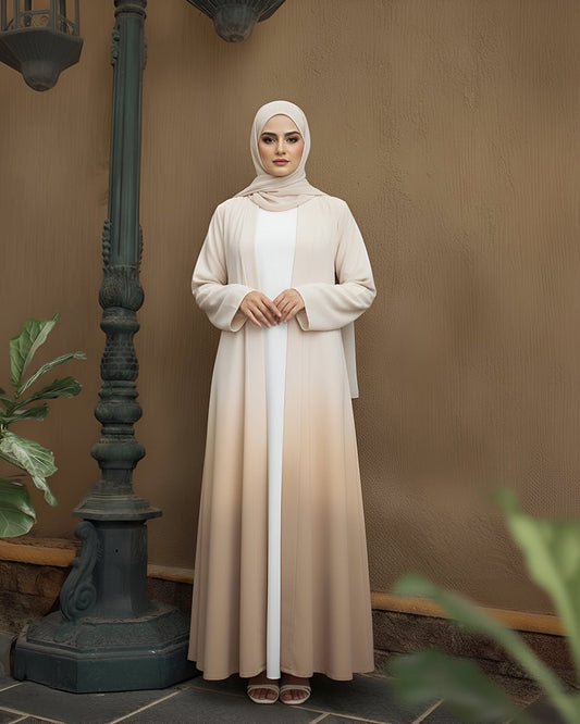 Cream & Gold Tie-Dye Abaya | Article 005